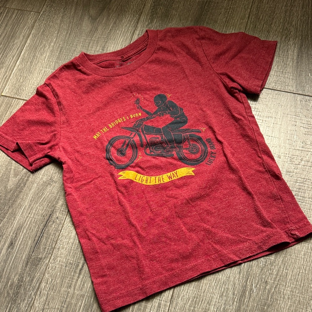 Lucky Brand Red Motorcycle Graphic Tee